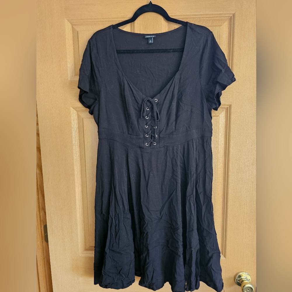 Black Dress with Lace-Up Detail